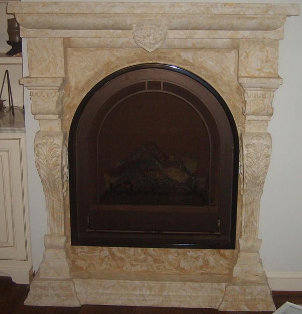 Mission Hills, Custom Scagliola Fireplace mantel